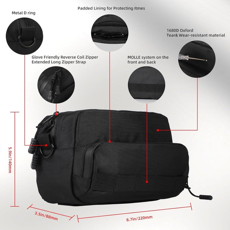OFIG Universal Motorcycle Handlebar Bag, Bike Handlebar Bag, Fit for Motorbike Dirt Bike Bicycle Snowmobile Quad ATV - Image 3